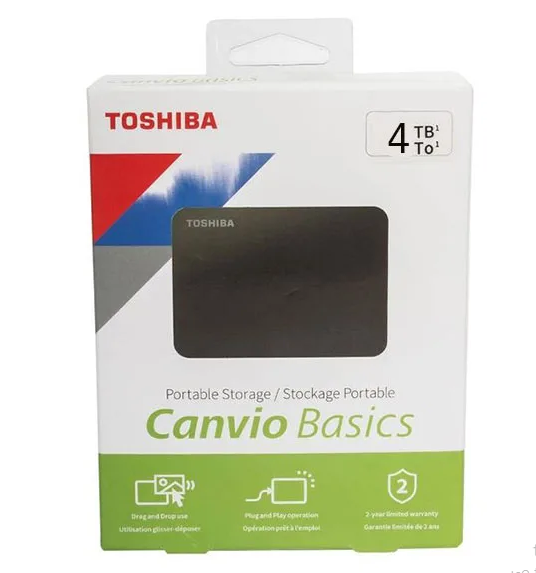 Toshiba Canvio Basics 4TB 2.5" External Hard Drive USB 3.2 Black (HDTB540EK3CA)