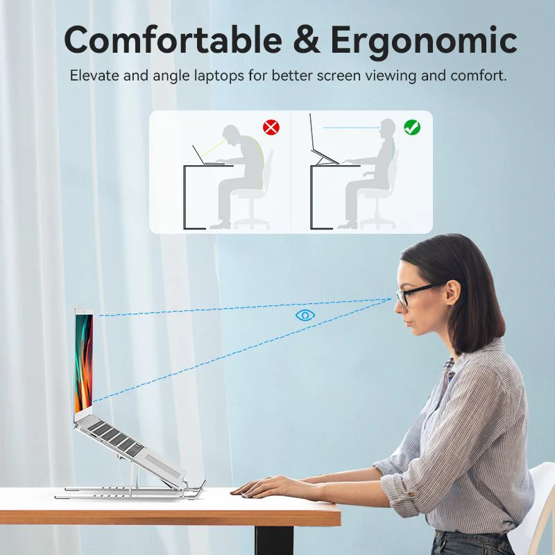 Vention Foldable Laptop Stand Silver Aluminum Alloy Type KDMI0 - Image 2