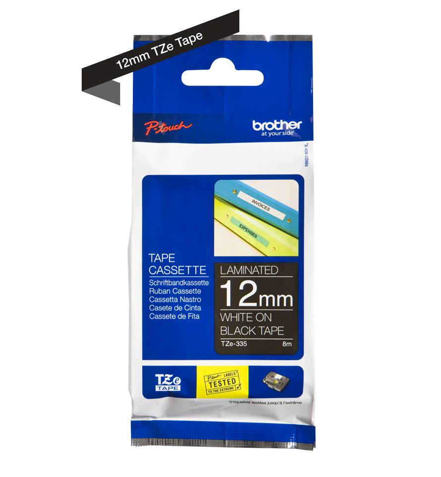 Brother Tape TZE-335 White on Black 12mm