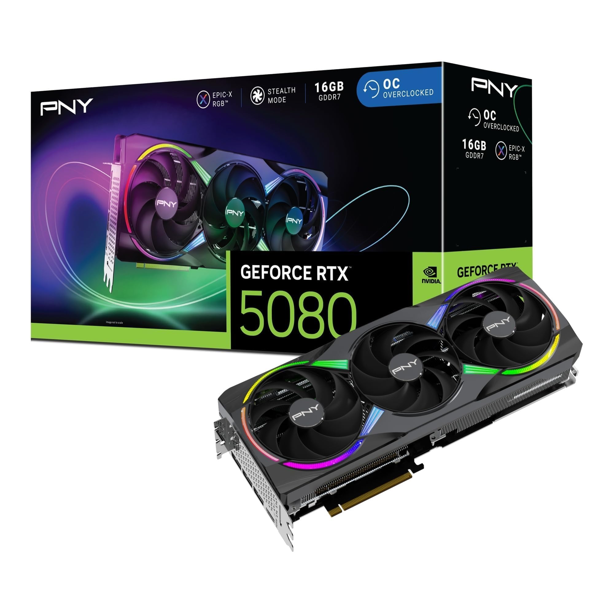 PNY RTX 5080 ARGB OC Triple Fan, 16GB GDDR7, VCG508016TFXXPB1-O