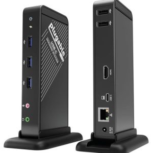 Plugable USB 3.0 and USB-C Dual Display Docking Station Universal Laptop Docking Hub with Dual Monitor Support