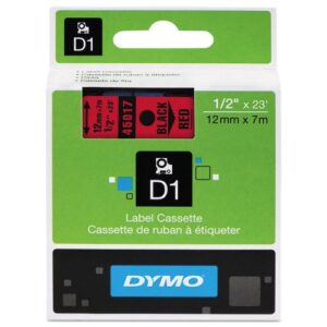DYMO D1 12mm Black on Red Label Tape Cartridge 45017