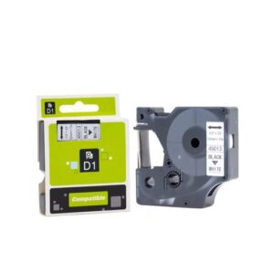 Dymo 45013 12mm Black on White Compatible Label Tape