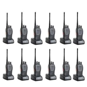 Channel Capacity: 16 Operating Voltage: 3.7V Battery Type: 1500mAh Li-Ion rechargeable battery Battery Life: Approximately 8 hours Antenna Impedance: 50Ω Frequency Stability: ±2.5 ppm Dimensions: Approximately 115 × 60 × 33 mm Weight: Approximately 150–180 g per radio, depending on version Functions: VOX, CTCSS/DCS, scanning, emergency alarm, voice prompt, battery saving, low-battery alert, time-out timer, and LED flashlight Programming: PC programmable with compatible programming cable and software Recommended Use: Security, construction, events, warehouses, hospitality, transport, outdoor activities, and team coordination Set Includes: 12 × BF-888S radios with rechargeable batteries, antennas, belt clips, chargers, wrist straps, and user documentation.
